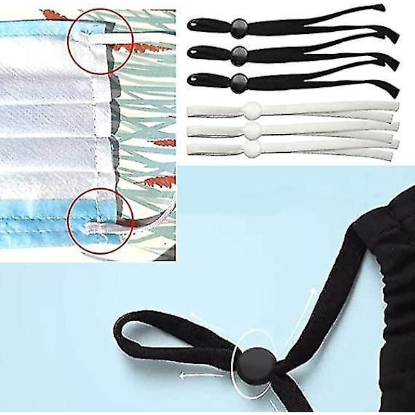 100 stk Elastisk Båndsnor med Spænde til DIY-masker