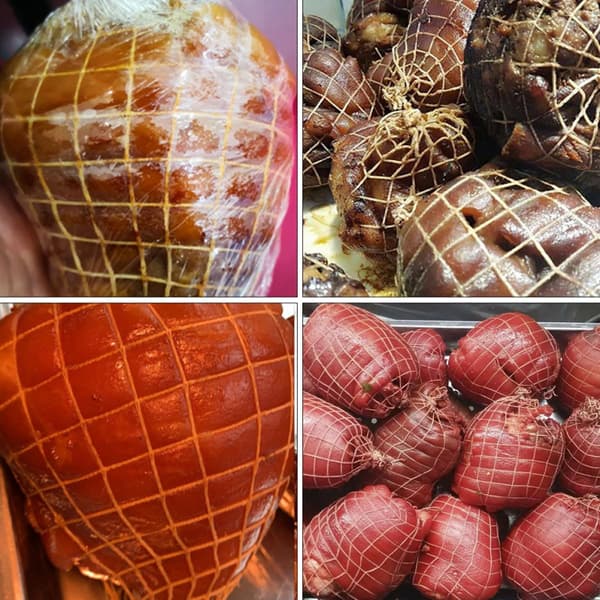 6 rullar bomullsskinka korvnät rep köttnät rulle vitt köksförpackningsnät för att binda kött