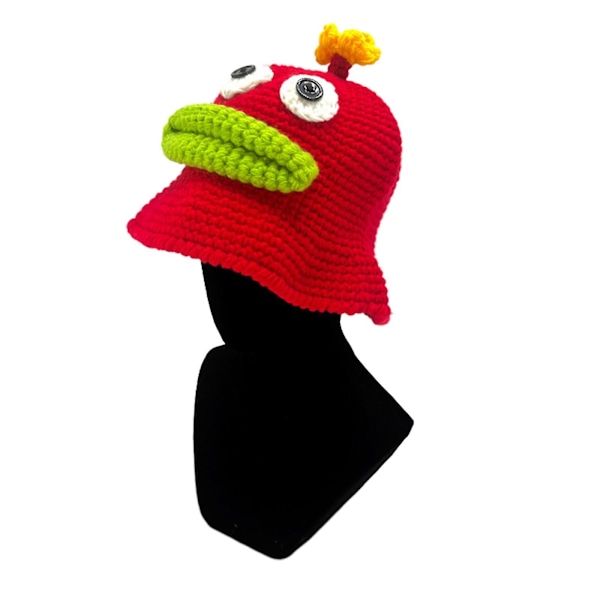 Morsom Strikket Bøttehatt Varm Vinter Myk Strikket Lue Bursdagsgave For Unisex Red child