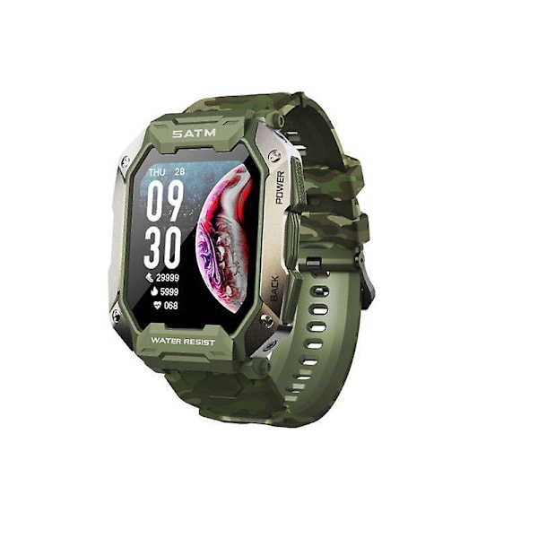 Vandafvisende Udendørs Sports Multi-Dial Elektronisk Måler Trin Hjertefrekvens Blod Oxygen Overvågning Camouflage green