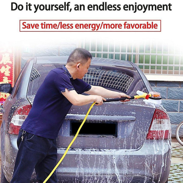 Automatisk roterande biltvättborste Långt handtag infällbar
