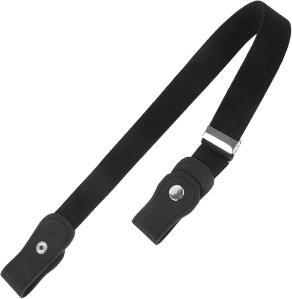 Justerbart midjebelte uten spenne, svart elastisk stretchbelte for gutter, jenter, unisex