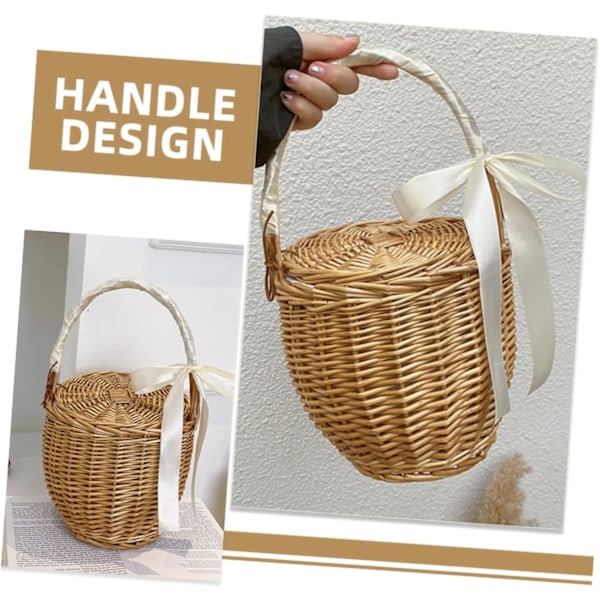 Fransk Stil Vävd Korg Picknickkorg Ic Handhållen Korgförvaring för Kök