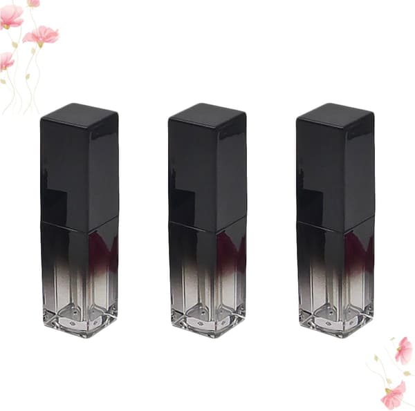 3 stk. 5 ml firkantede tomme lipglossrør med UV-sort gradient plastik læbestiftflasker