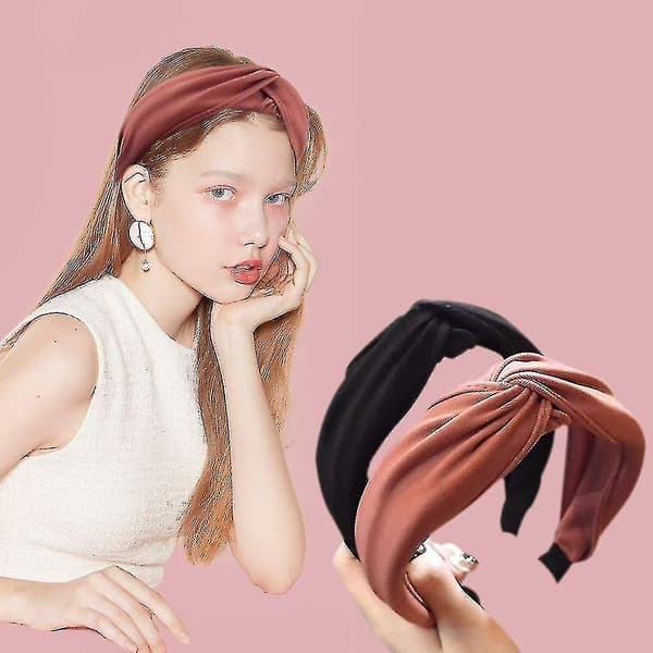 4 stk. Hodebånd for kvinner i boho-stil, retro-inspirert, med knute og elastisk