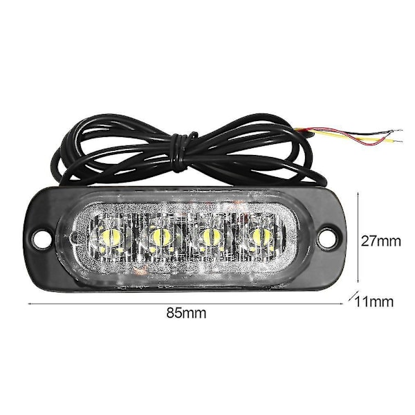 4 LED Bil Lastbil Strobe Blinklys Sideadvarsel Forsigtighed Lampe