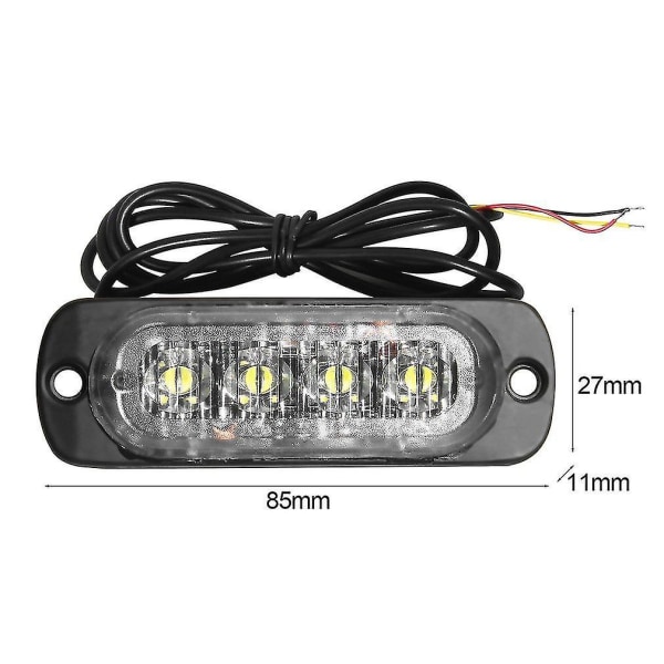 4 LED Bil Lastebil Strobe Blinklys Side Advarsel Forsiktighetslampe