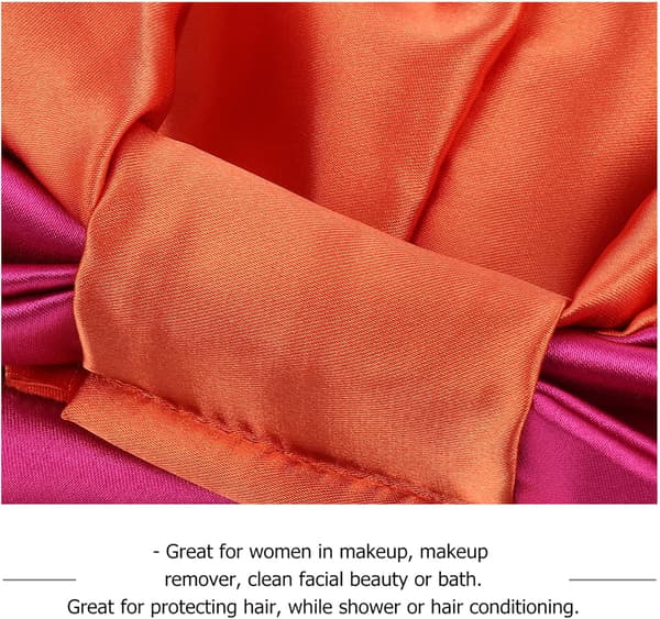 Elastisk Satin Hårpleje Bonnet 2 stk Dobbeltlags Sovehætter Sort Rosarød til Kvinder Nattesår Beskyttelse
