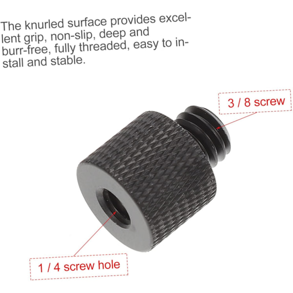 Skruvadapter i aluminiumlegering 3/8 till 1/4 gängad skruvkonverterare Stativadapter för kamera