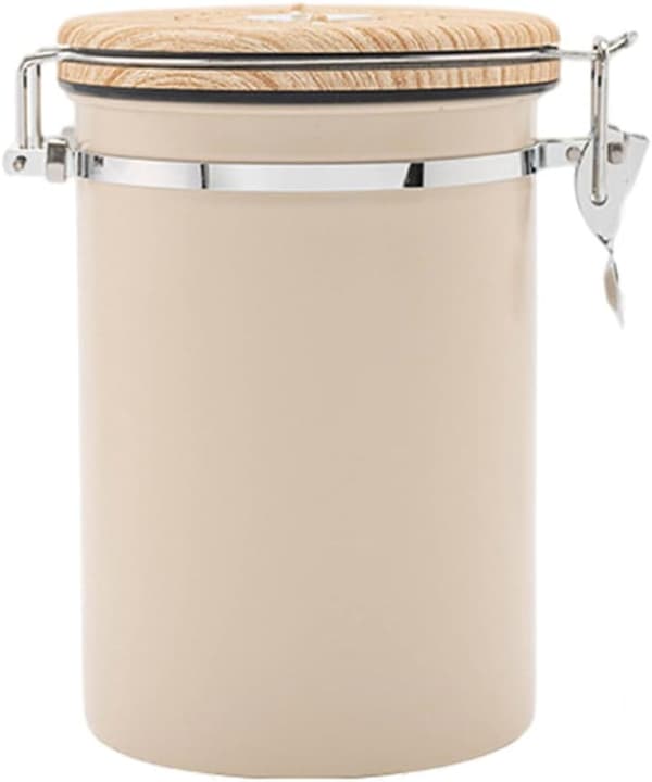 Multifunktionel tebeholder Husholdningsopbevaringskrukke 1,8l Træ Rustfrit Stål Cylinder