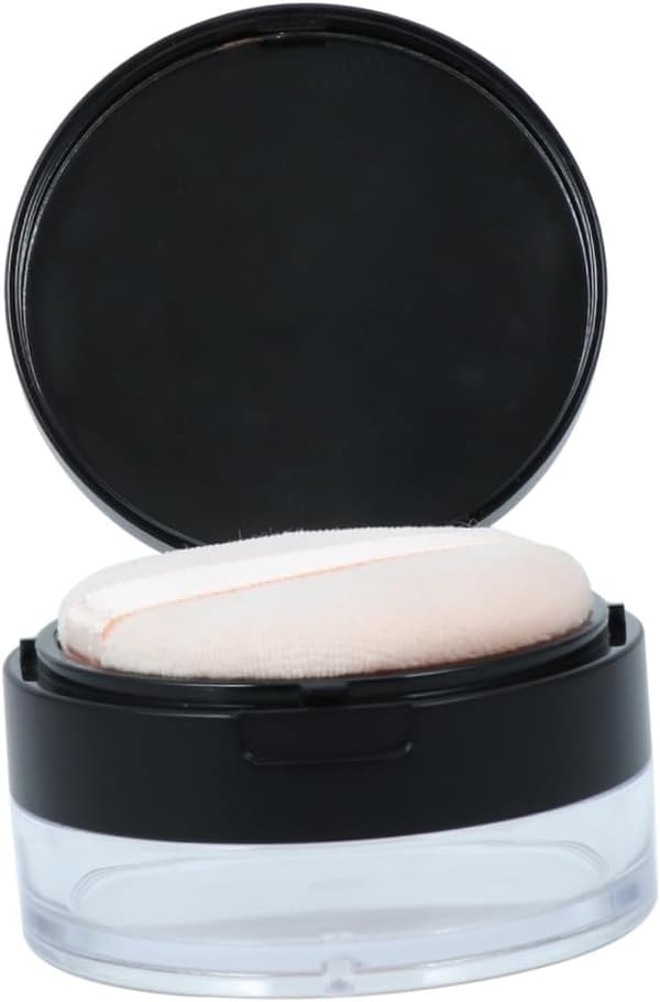 Bærbar tom pudderdåse med spejl og elastisk net sigte makeup pudderbeholder