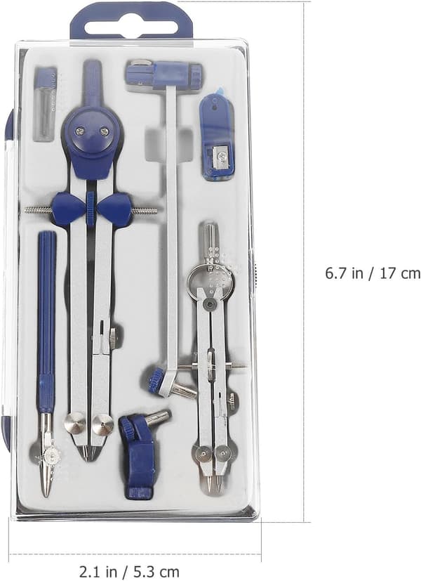 Ritverktyg Kompassset med zinklegering och ABS-grepp, 7 delar Blått precisionsritkit