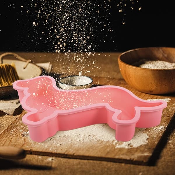 2 stk. hundformede silikonebageforme Non-Stick fin teksturform til småkage- og fondantbagning