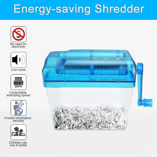 Manuel Håndpapirshredder, Hånddokument Shredder A6 Håndshredder Mini Shredder Skrivebord (shikai)-yuhao