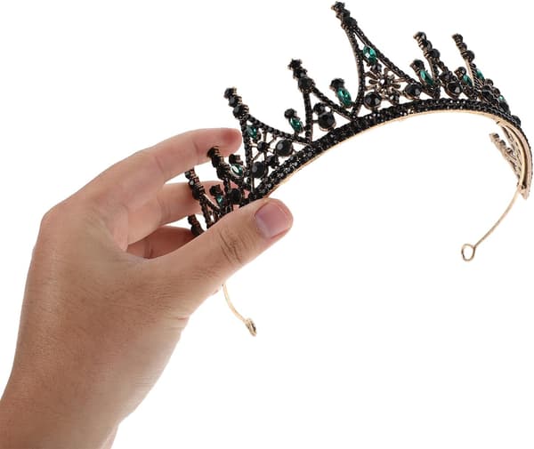 Barokk Retro Brudebryllupskrone Rhinestone Krystall Tiara Hodeplagg Grønn Antikk