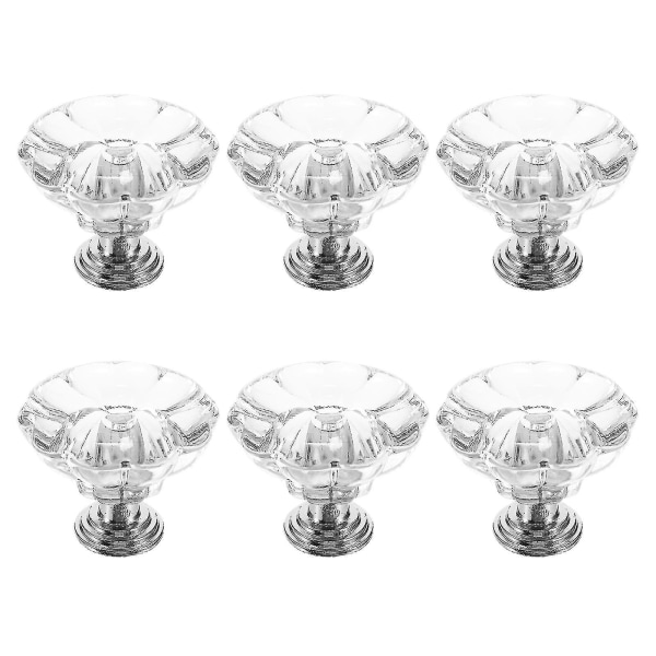 6pcs Crystal Clear Doorknobs Cupboard Cabinet Drawer Door Knobs Pull Handles