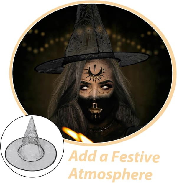 Heksehat til Halloweenfest Cosplay Kostume Tilbehør Kegleformet Sort Elegant Stil til Kvinder