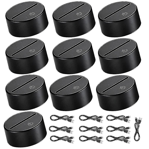10 stk. 7 Farver Touch Lampe Base 3D Nat LED Lys Lampe Base LED Lampe Holder Display Stativ