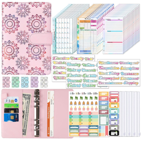 Budget Binder With Zipper Envelopes, A8 Pockets Planner Cash Envelopes