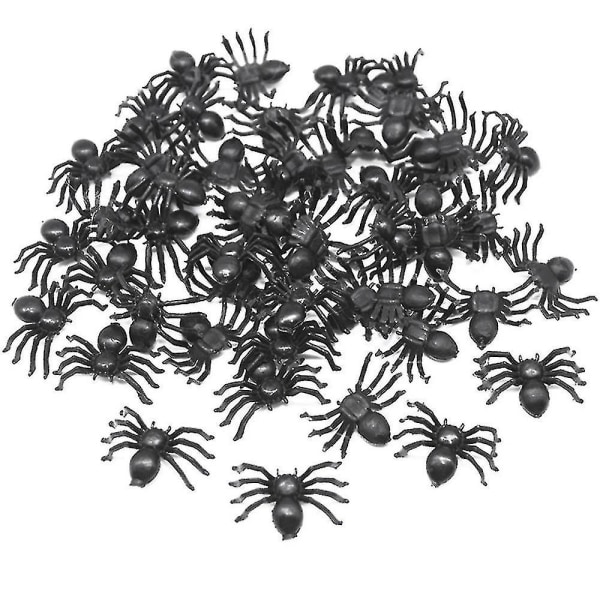 100 Pcs Black Halloween Artificial Spiders Prank Toys