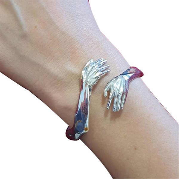 Käden Halaukseen Ranneke Naisille Miehille Avattava Ranneke Säädettävä Pari Ranneke Vintage Koru Lahja Silver