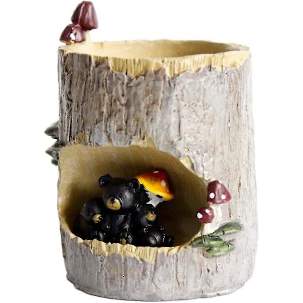 Sukkulente Plantepotter, Blomsterpotter, Bonsaipotter Med Søte Dyr For Kontor, Balkong Og Hage, Svart