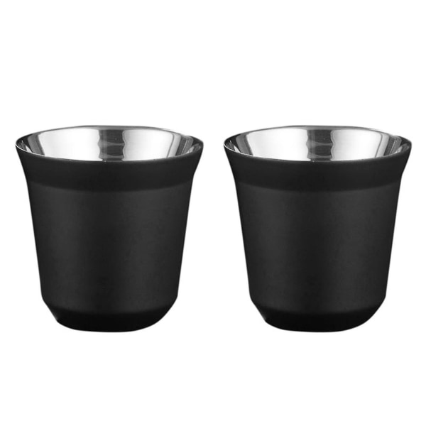 Rostfritt Stål Espresso-kopp Isolering Volymetrisk Kopp Espresso-kopp (2 st, Svart)