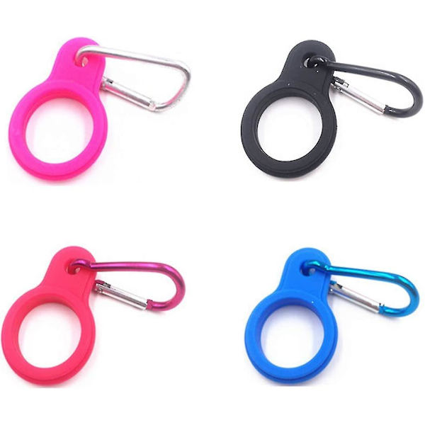 Silikonvattenflaska Spänne, Bärbar Karabiner Utomhus Hängande Spänne Bär Dryck Klippkrok Hållare Hook för Camping Vandring (4st, Slumpmässigt