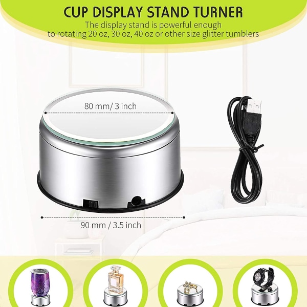 Jetec Cup Display Stand Turner Roterande Kristall Displaybas 360 Grader Tumblers Cup Display