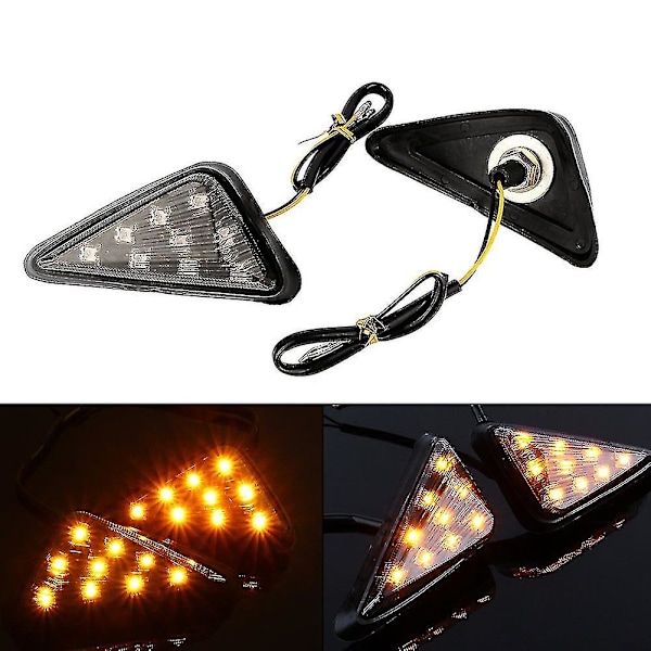 2 stk Blinklys, Amber Led Blinklys, 12v Trekant Strobe Markering Lys Universal Gul Lys