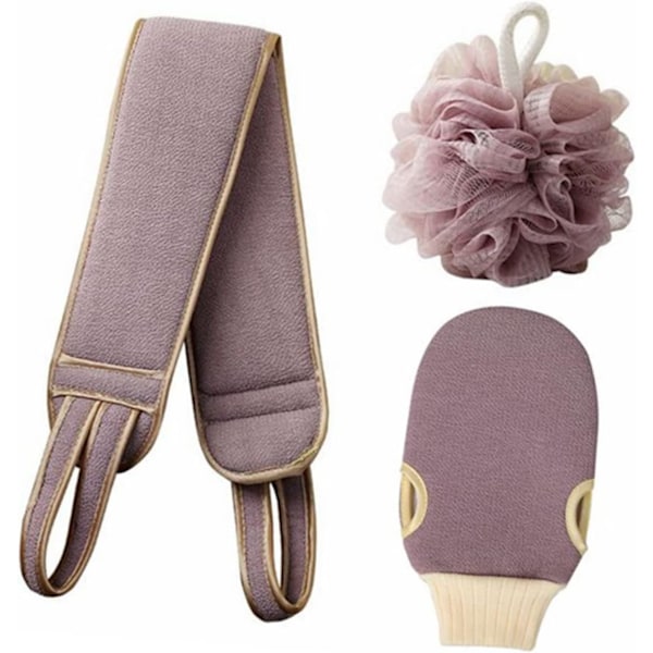 1 Set Ryggskrubbhandduk Exfolierande Badhandskar Bad Loofah Ryggskrubbare Borste Badlappar