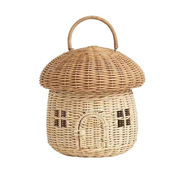 Rattan-säilytyskori Sieni-muotoinen Koristeellinen Kudottu Kansi