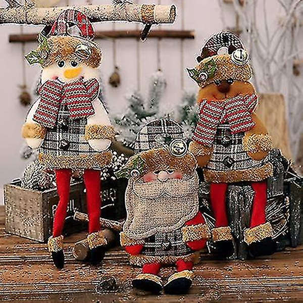 3-pack Julgransdekorationer - Älg, Tomte & Snögubbe - Söta Hängande Dekorationer