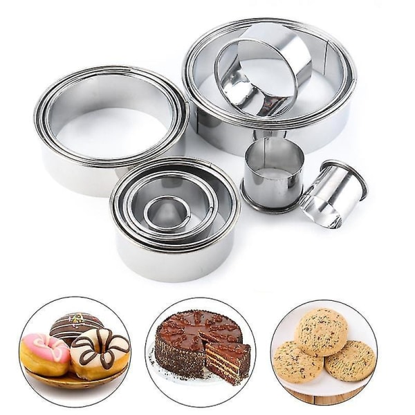 12pcs Stainless Steel Cake Ring Mousse Fondant Biscuit Mold