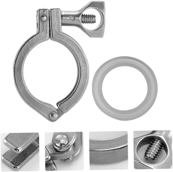 2 sæt kraftig enkeltstift Tri Clamp rustfrit stål silikonepakning