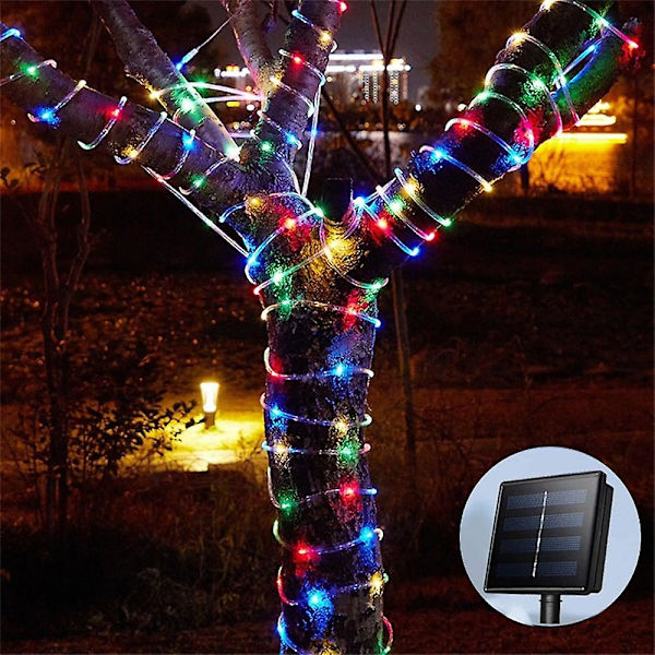 Solcellsbelysning för utomhus 10m 100led Ropbelysning Godisfärg