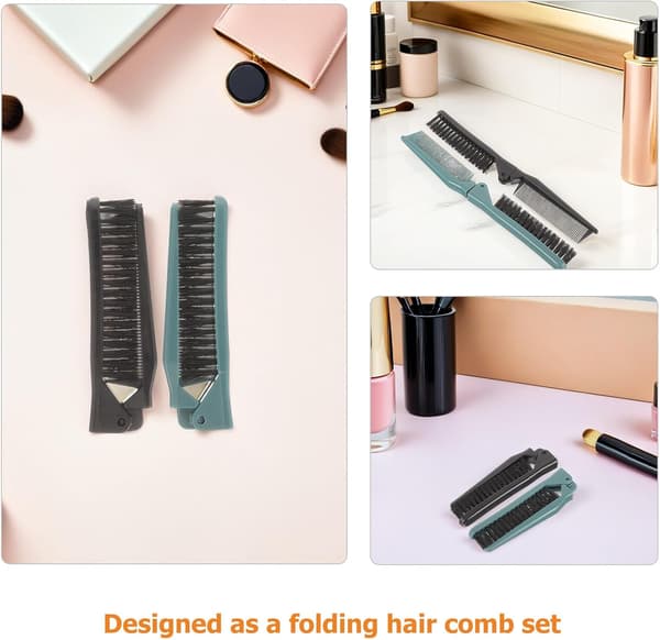 6 stk. foldbar dobbeltsidet hårkam til krøller og styling til mænd og kvinder, nem at have med til daglig brug