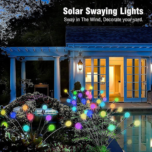5 Pak Solcelled Firefly Lys Udendørs Vandafvisende Havelys