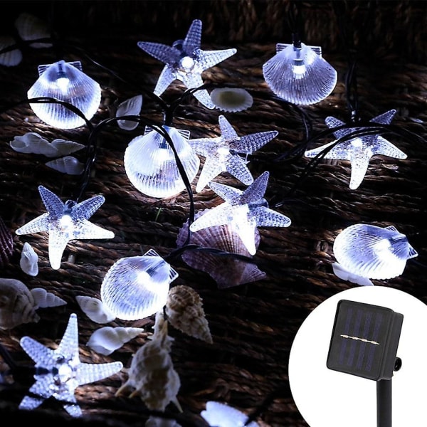 Solar Starfish Shell String Lights Ocean Theme Waterproof