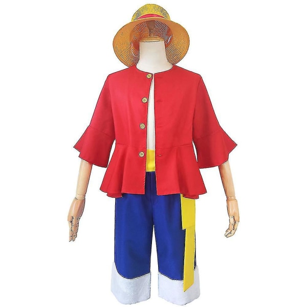 Piece D. Luffy Performance Costume Pirate Straw Hat Set Men Fancy Up Outfit L