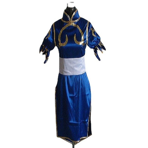 Pelihahmo Chun-li -asu Chun Li Cheongsam -mekko tarvikkeineen ja vyöllä S