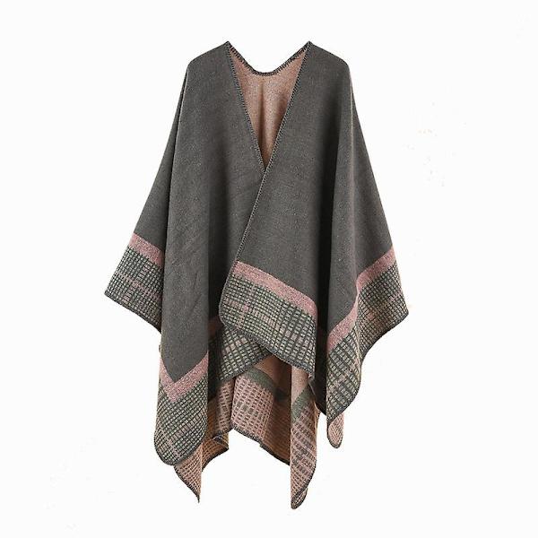 Naisten Lämmin Avoin Etuosa Shaalit Ja Huivit Elegantti Neuletakki Poncho Cape Takki The ash powder