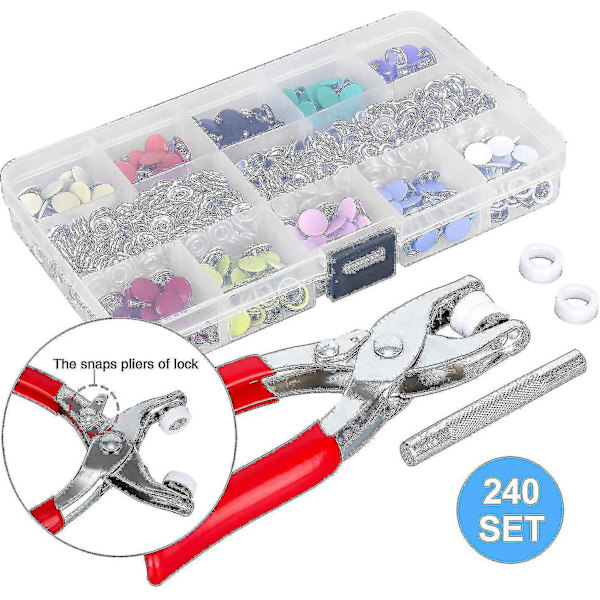 200 Sett Trykknapper Kit, Verktøy 9.5 Mm, Metallknapp, Trykknapper, Med 10 Farger For Baby Barn Klær Sy Håndverk-yuhao