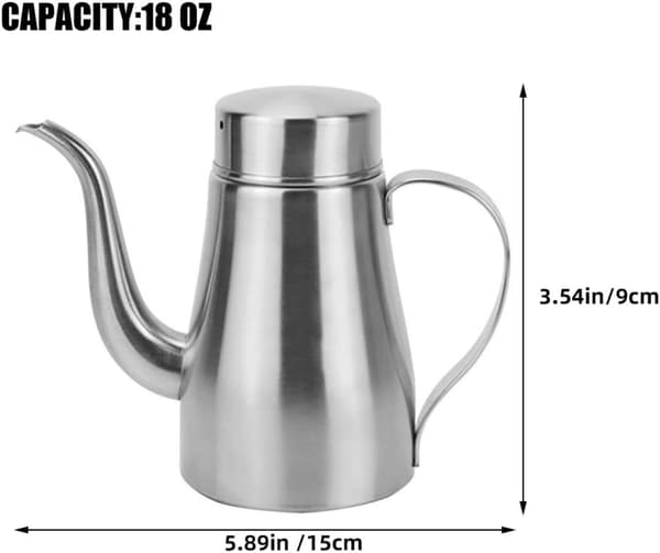 18 oz oliedispenserflaske i rustfrit stål med drypfri hældning Multifunktionel køkkenoliebeholder