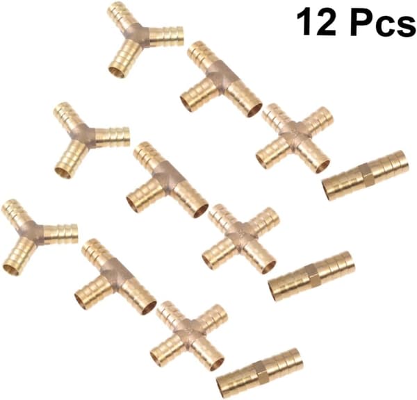 12 stk Pex-koblinger Messing Pagoda-fittings for luft- og vannrørforbindelser