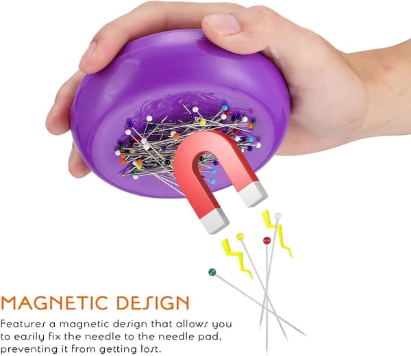 Magnetisk nålepute med 100 synåler, rund magnetisk nåleholder
