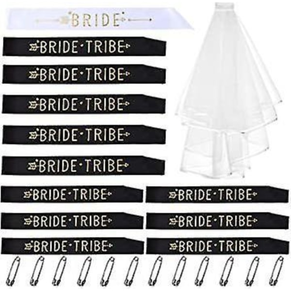 Brud Tribe Bachelorette Party Sash Set Bröllopsslöja med Kam