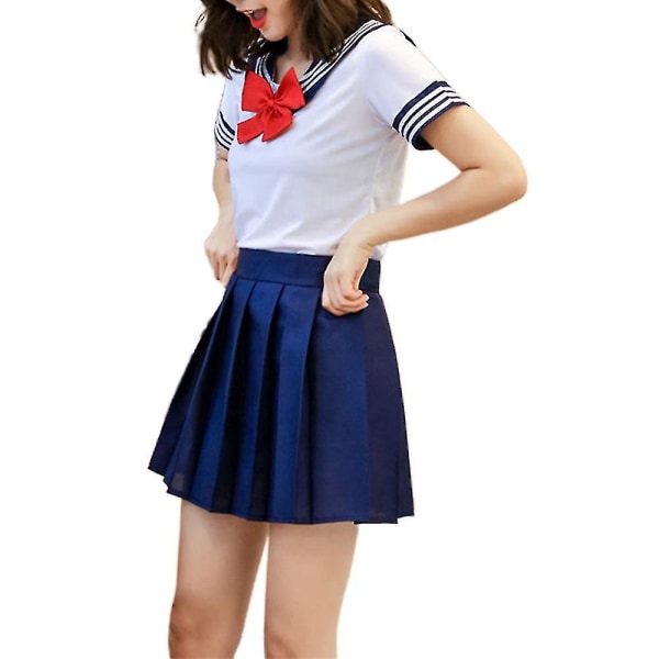 Anime Uniform Costume Dam Flickor Kawaii Lolita Outfit Jk Uniform Sailor Suit Fancy Dre S Red Tie