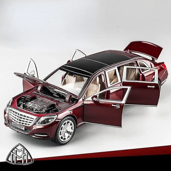 1/24 Maybach S600 Leksaksbil i Metall, Hög Simulation, Gjutna Metallleksaker, Modeller, Fordon för Pojkar, Barnkollektion, Presentbilar Red