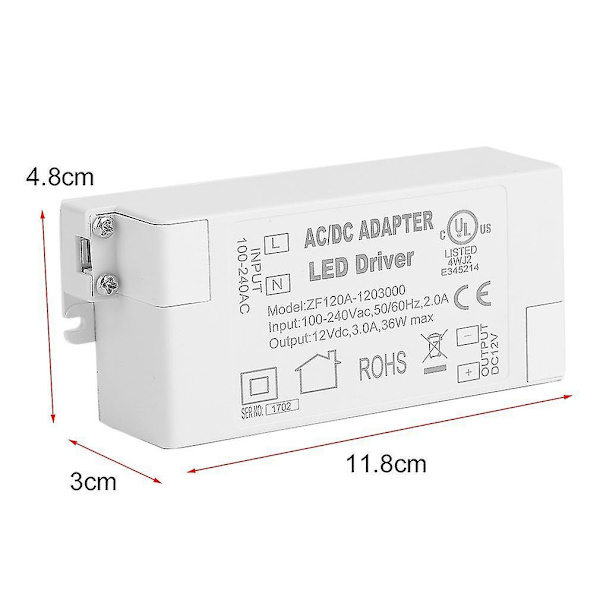 6W LED Driver AC DC Adapter til 12V DC